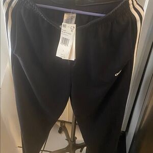 Adidas Navy Track Pants with Cream Stripes